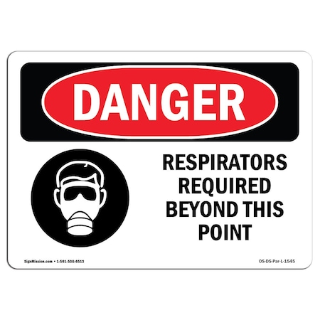 OSHA Danger, Respirators Required Beyond This Point, 14in X 10in Aluminum
